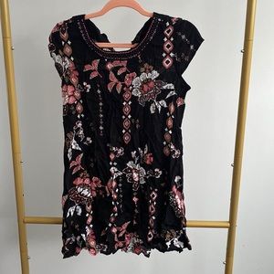 Beautiful black dress with pink and white flowers.